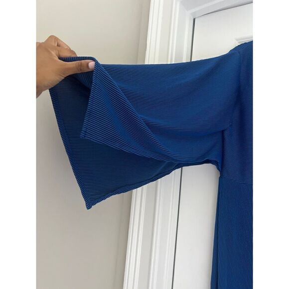 Shein Blue Cape Assymetrical Sleeve Maxi Dress Size 12/XL - Picture 3 of 6